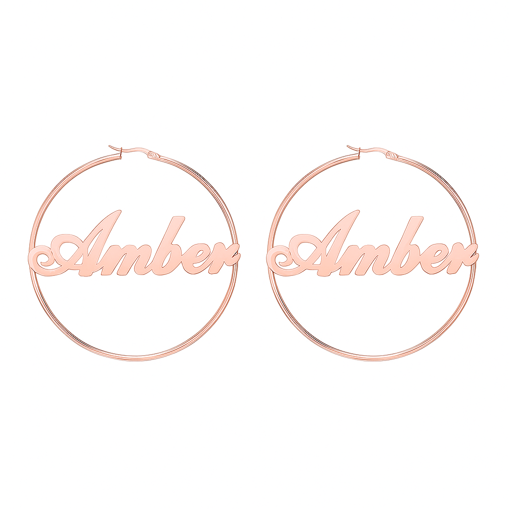 Custom Name Hoop Earrings 18k Gold Plated Hypoallergenic Stainless Steel Personalized Hoop Earrings