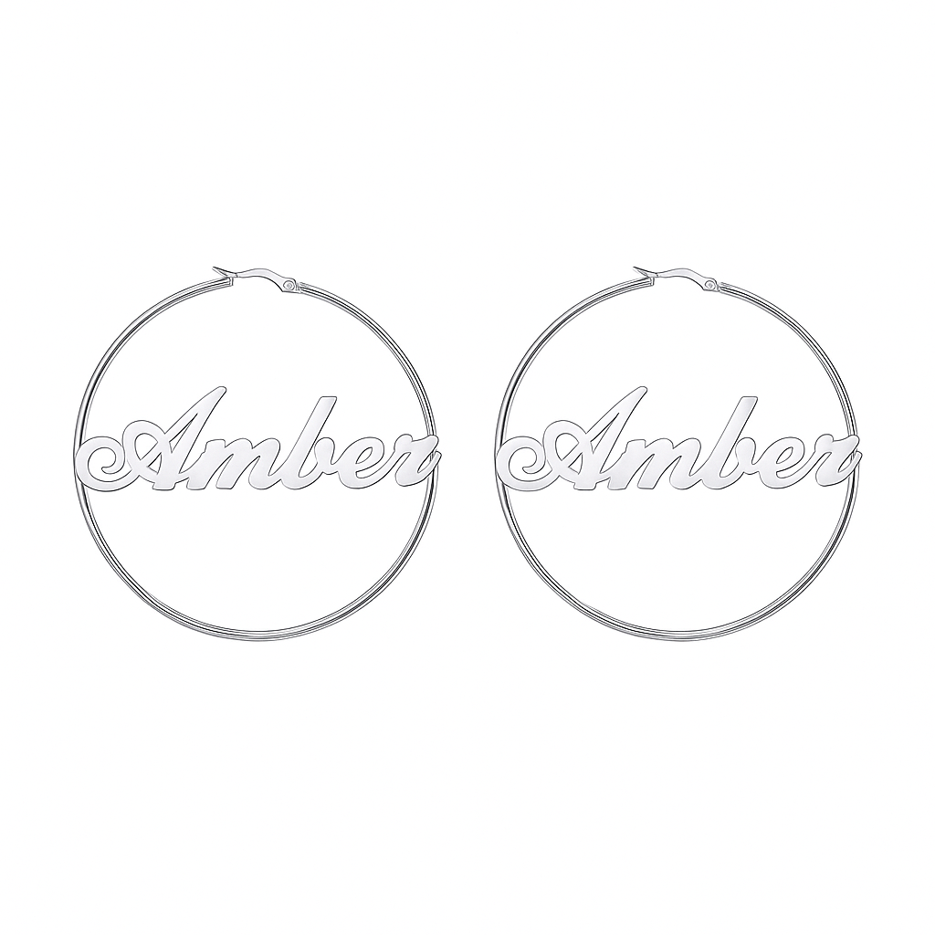 Custom Name Hoop Earrings 18k Gold Plated Hypoallergenic Stainless Steel Personalized Hoop Earrings