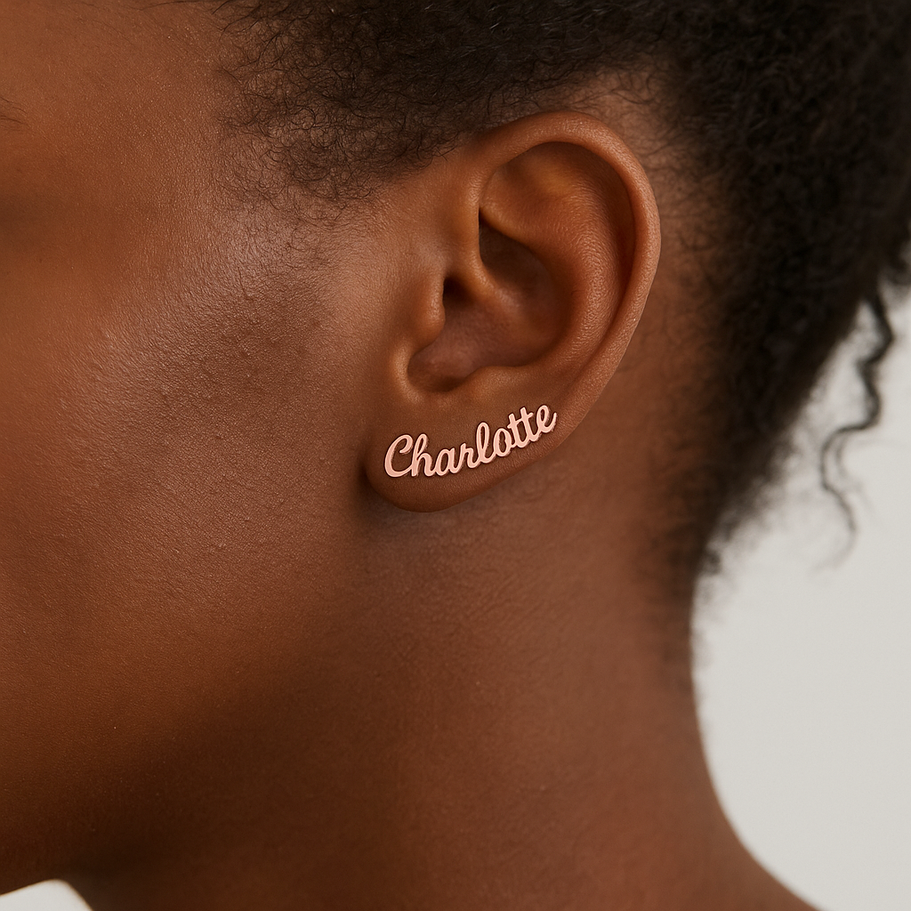 925 Sterling Silver Custom Name Stud Personalized Hypoallergenic Name Earrings