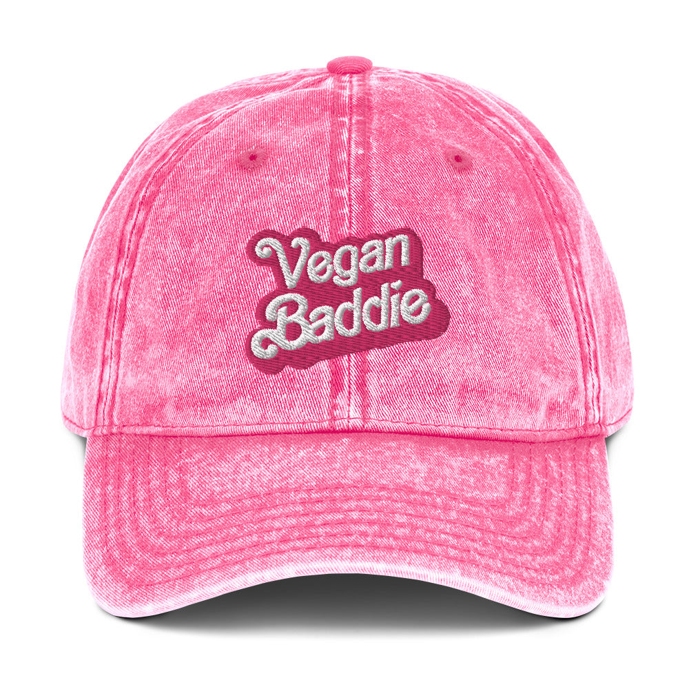 Vegan Baddie Pink Vintage Cotton Twill Cap