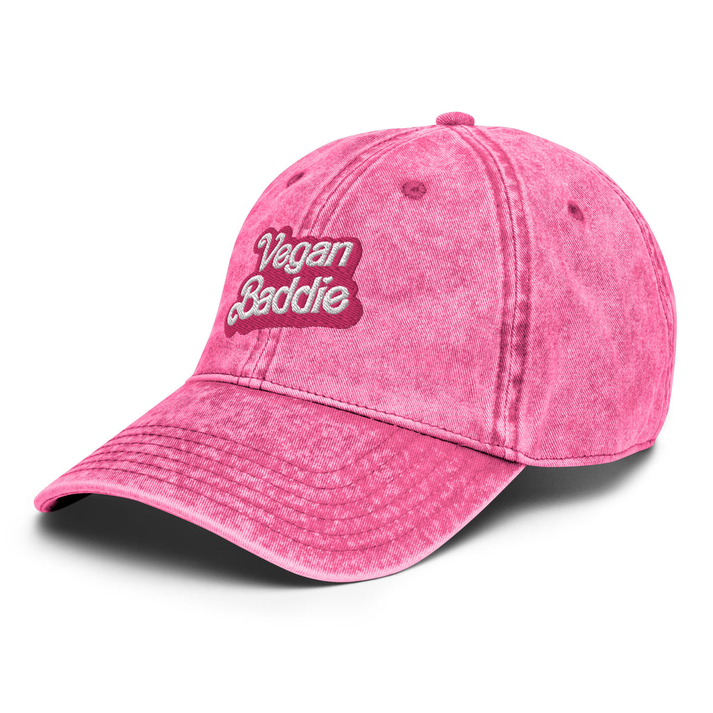 Vegan Baddie Pink Vintage Cotton Twill Cap