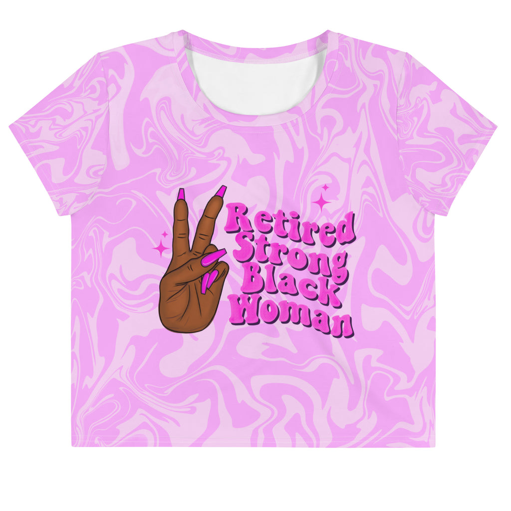 "Retired Strong Black Woman" All-Over Print Crop Tee